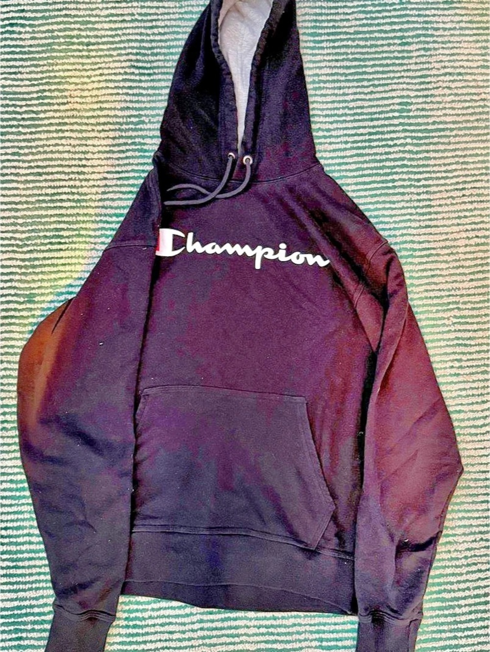 Champion Script Logo Pullover Hoodie Black Medium